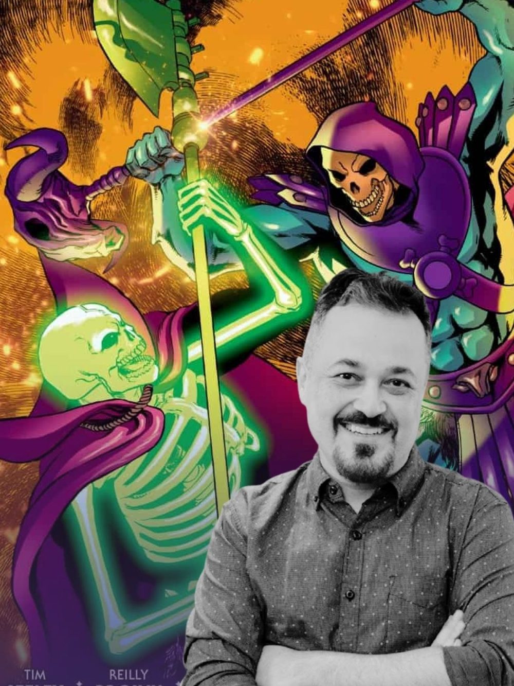 Daniel HDR junto a su portada de Masters of the Universe